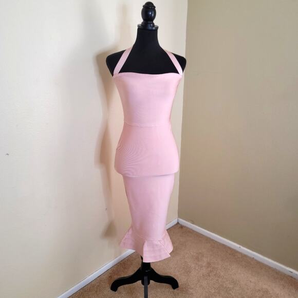 NEW Meilun Halter Fishtail Bandage Party Dress, Small, Mermaid Prom Wedding Pink - Picture 13 of 13